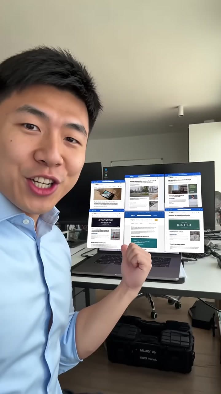 展示Bknil将企业信息整理成AI搜索内容和公开页面的竖屏宣传视频。 — scene 3