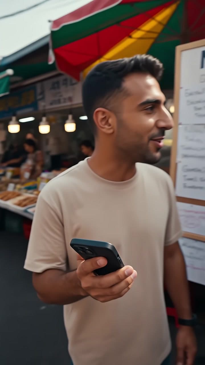 فيديو عمودي لتطبيق MeetOnce يعرض طلب تبادل لغوي وترجمة بالذكاء الاصطناعي في كوريا. — scene 3