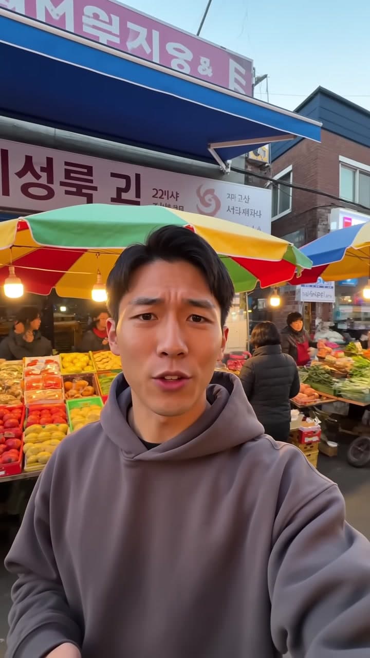 韓国で言語交換リクエストとAI翻訳を使うMeetOnceの縦型プロモーション動画。 — scene 1