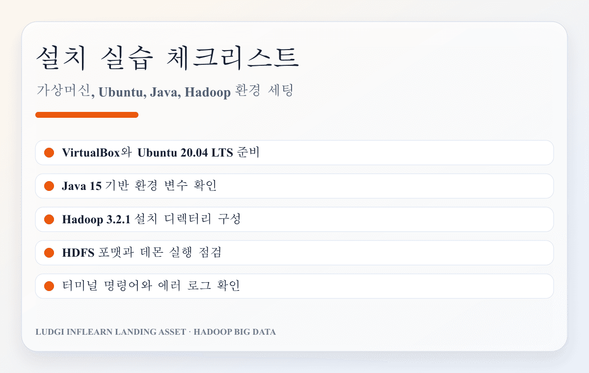 Ubuntu Hadoop 설치 실습 환경 체크리스트
