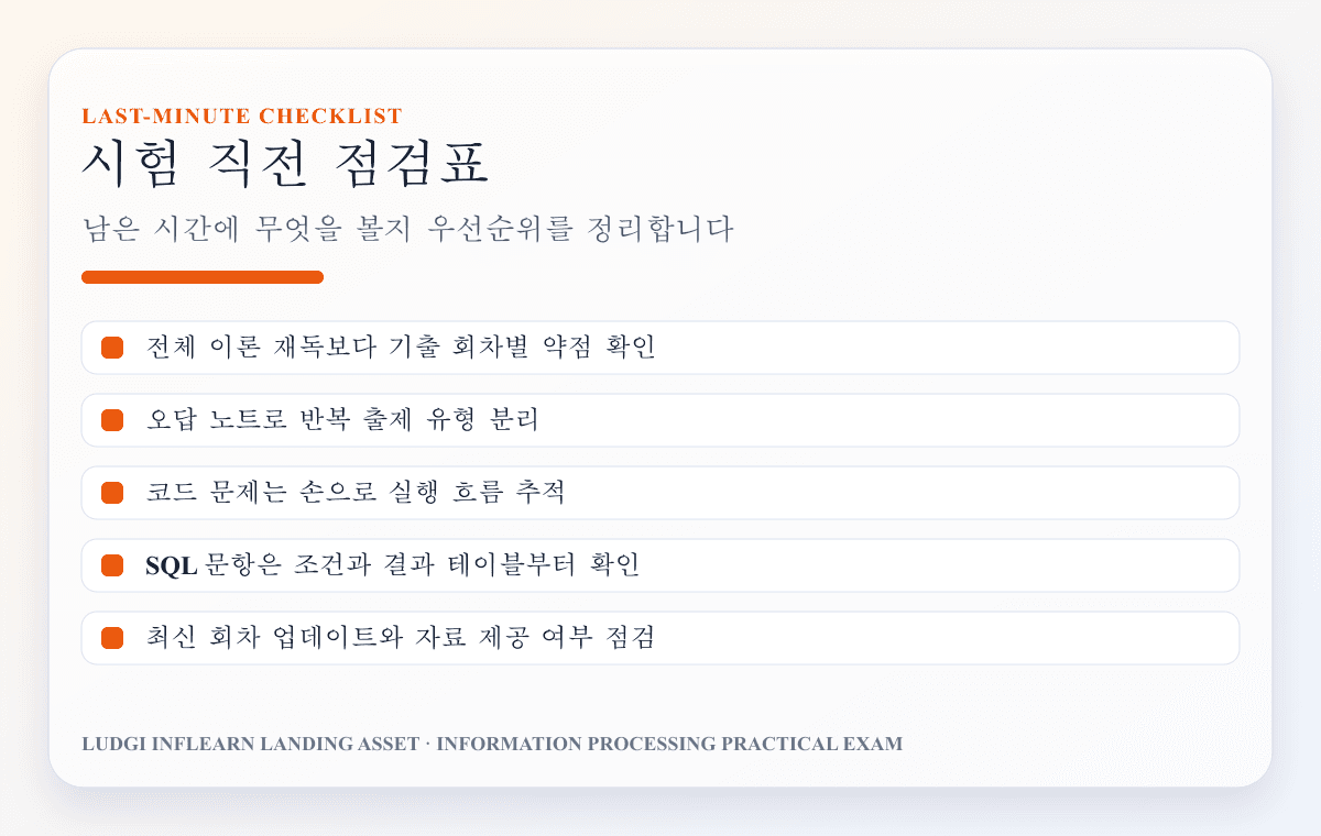 정보처리기사 실기 시험 직전 학습 체크리스트 이미지
