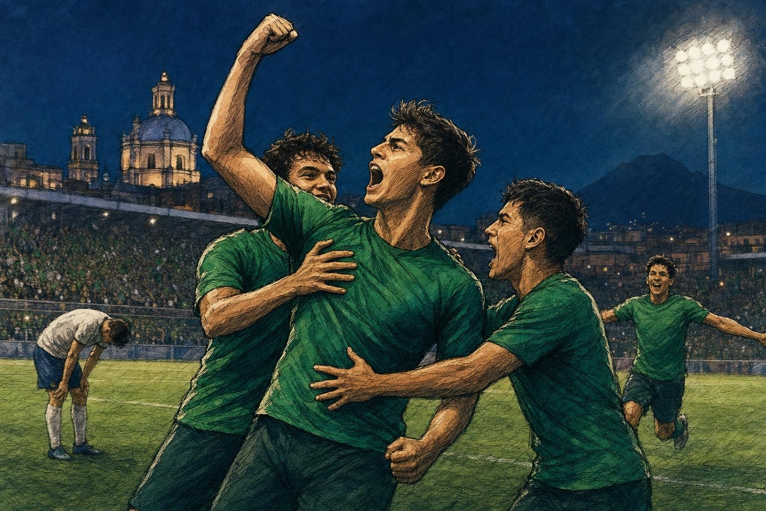 Ilustración editorial semirrealista en 2D, tinta y lápiz de color que resume el tema del artículo (1)