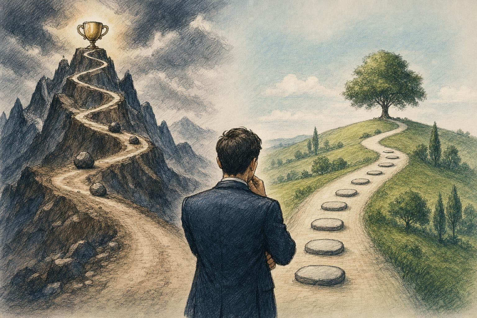 Semi-realistic 2D ink and coloured-pencil editorial illustration summarising the article topic (3)