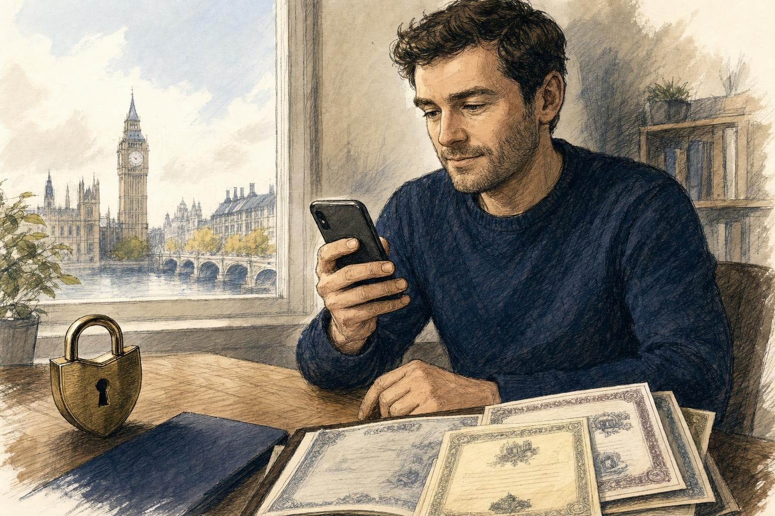 Semi-realistic 2D ink and coloured-pencil editorial illustration summarising the article topic (1)