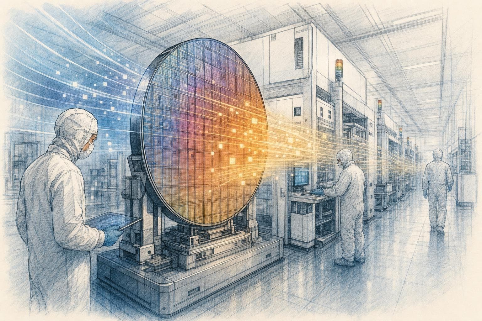 기사의 핵심 쟁점을 상징적으로 정리한 반사실적 2D 잉크·색연필 편집 일러스트레이션 (1)