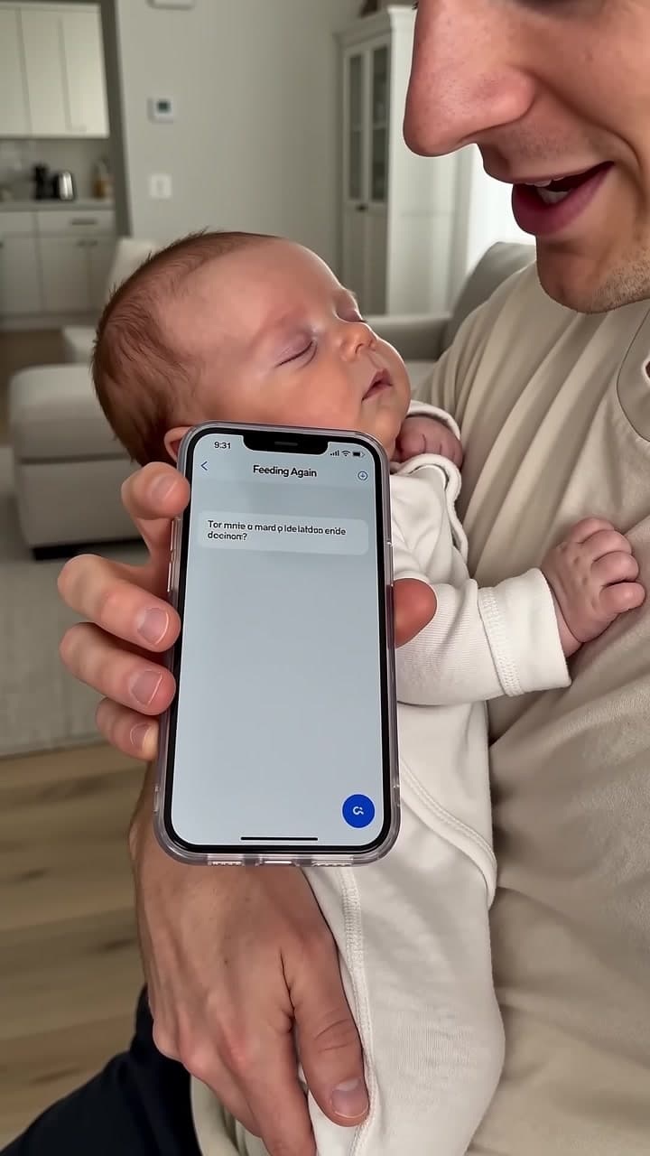 Vertical Feed Again promo showing a shared timeline for baby feeds, diapers, and sleep. — scene 2