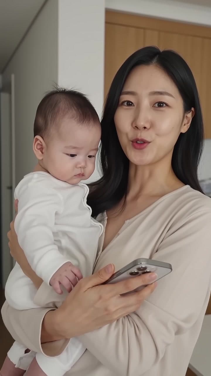 아기 수유와 기저귀, 수면 기록을 가족과 공유하는 또먹어 앱의 세로형 홍보 영상. — scene 1