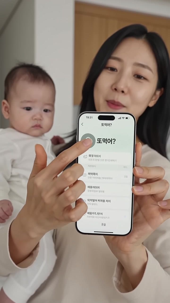 아기 수유와 기저귀, 수면 기록을 가족과 공유하는 또먹어 앱의 세로형 홍보 영상. — scene 2