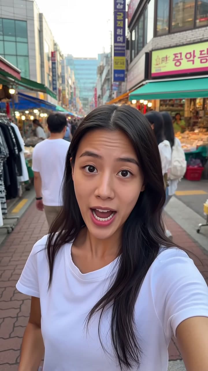 展示在韩国发送语言交换请求并使用AI翻译的MeetOnce竖屏宣传视频。 — scene 1
